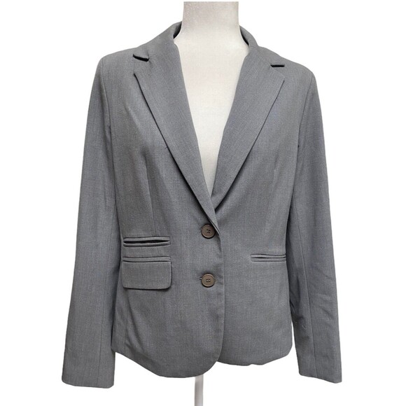 NY&Co Gray Blazer Size 10 Career Stretch Jacket 2-Button Office Academia Preppy - Picture 1 of 8